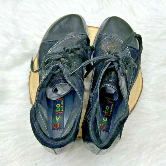 Everybody by BZ Moda Black Patchwork Leather Lace Up Sz 8.5 38.5 Ankle Boots - Picture 10 of 12